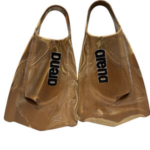Arena Powerfin Pro Swim Training Fins Gold Marble Size 9.5–10.5 (Damaged)